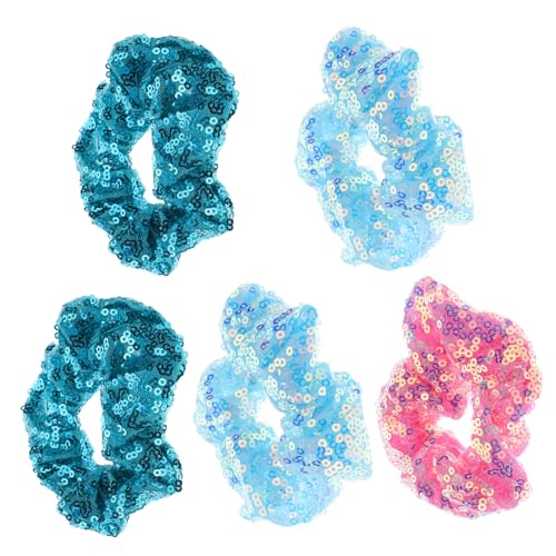 DECORNIJIA 5 Stück Fluoreszierende Pailletten Haargummis Elastische Bunte Haarschleifen Langlebig und Leicht zu Reinigen Modischer Haarschmuck für Mädchen und Frauen zu von DECORNIJIA