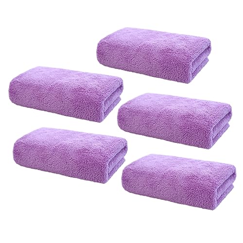 DECORNIJIA 5 Stück Gesichtswaschtuch gesichtsabnehmer travel handtuch face towel gesichtsreiniger handtücher sets gesicht reinigung Peeling-Handtuch Peeling-Waschlappen Gesichtstuch Violett von DECORNIJIA