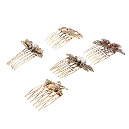 DECORNIJIA 5 Stück Retro Haarkamm Teilig mit Perlen und Diamantbesatz Legierung Haarschmuck Clip für Damen Eleganter Vintage Haarspangen Schmuck für Hochzeit Party und Alltag von DECORNIJIA