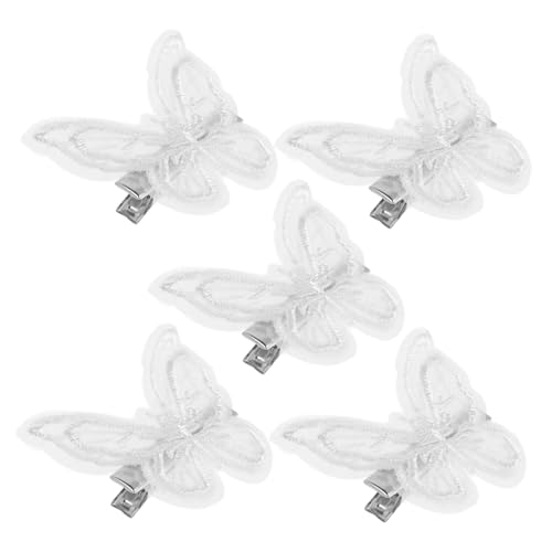 DECORNIJIA 5 Stück Spitze Schmetterling Haarspangen Damen Haarschmuck mit Stickerei Weißer Spitzen Clip für Frauen und Mädchen Modisch Vielseitig für Verschiedene Frisuren und Anlässe von DECORNIJIA