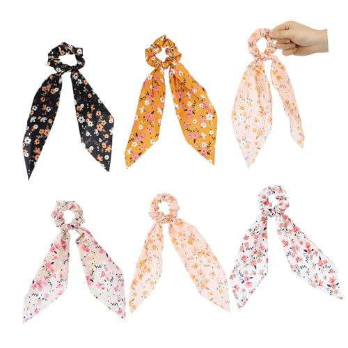 DECORNIJIA 5 Stück Teiliges Elastische Haargummis mit Vintage Blumenmuster Weiche Haarschleifen für Damen Vielseitige Haarbänder Leicht und Haltbar für Alltag Party und Bühne von DECORNIJIA