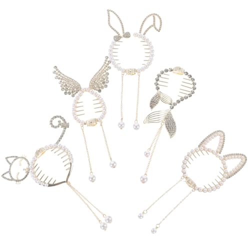 DECORNIJIA 5 Stück Teiliges Haarklammern mit Perlen Tasseln Ponytail Buckles für Dünnes Haar Modische Haarschmuck Clips für Frauen Mädchen Vielseitig und Zeitlos für Alltag und DECORNIJIA 5 Stück Teiliges Haarklammern mit Perlen Tasseln Ponytail Buckles für Dünnes Haar Modische Haarschmuck Clips für Frauen Mädchen Vielseitig und Zeitlos für Alltag und von DECORNIJIA