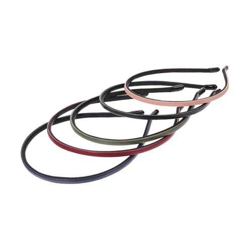 DECORNIJIA 5 Stück Teiliges Leder Stirnband Schlichtes Bequemes Haar Accessoire mit Glatter Oberfläche Leicht und Robust Geeignet für Damen Mädchen Alltag Party Konzert und Familienfeier von DECORNIJIA