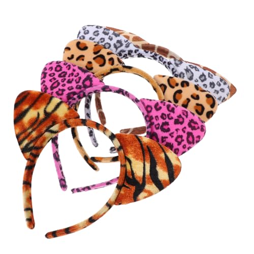 DECORNIJIA 5 Stück Teiliges Leopard Motiv Haarreif Langlebig und Bequem Vielseitig als Animal Ear Headband für Fasching Kostüm Party und DIY Kopfschmuck Geeignet für Erwachsene von DECORNIJIA