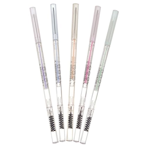 DECORNIJIA 5 Stück Wasserfester Dual End Augenbrauenstift Farben Feine Mine Langanhaltend mit Pinsel für Natürlich Definierte Brauen Geeignet für Frauen und Professionelles Make Up von DECORNIJIA