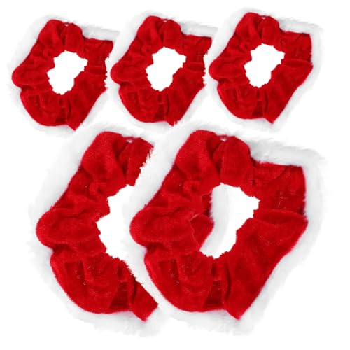 DECORNIJIA 5 Teiliges Samt Haargummi mit Elastischem Band Weiche Dehnbare Haargummis für Frauen und Mädchen Weihnachtliche Rote Haarbänder Geeignet für Partys Alltag und Festliche von DECORNIJIA