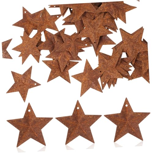 DECORNIJIA 50 Stück Rustikale Eisendekoration Sterne Anhänger Vintage Metallsterne zum Basteln DIY Schmuck Anhänger für Weihnachtsdeko und Handwerksprojekte von DECORNIJIA