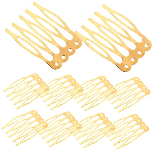 DECORNIJIA 50 Stück Teiliges DIY Haarkamm Gold Handgemachte Fünfzackige Kopfschmuck Accessoires Glatte Oberfläche Vielseitig für Frauen und Mädchen Modischer Haarschmuck für Frisuren von DECORNIJIA