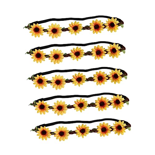 DECORNIJIA 5stücke Sonnenblumen Haarreif Blumen Stirnband Blumenkranz Für Party Hawaii-design Tropische Kopfbedeckung Blumen-haarband Haarschmuck Blumenkranz Für Kopf von DECORNIJIA