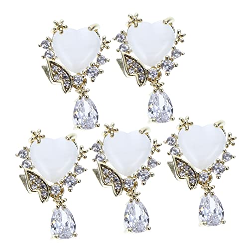 DECORNIJIA 5stücke Nail Art Ohrstecker Love Shape Maniküre Patch Mit Blumen Design Für Hochzeit Verabredung Und Tägliche Verwendung Einfach Aufzutragen von DECORNIJIA