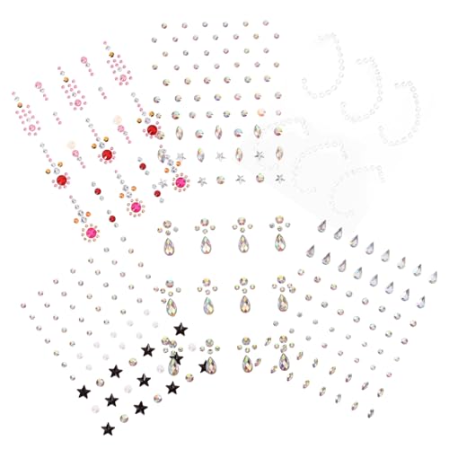 DECORNIJIA 6 Blätter Wasserfeste Selbstklebende Teilige Gesicht Edelsteine Glitzernde Rhinestone Sticker für DIY Face Jewels und Body Jewels Party und Faschingsdekoration von DECORNIJIA