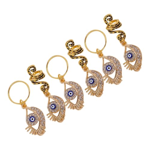 DECORNIJIA 6 Stck. Teiliges Haarring für Zöpfe aus Metall Dekorativer Dreadlock Haarschmuck mit Schlangenform und Bösem Auge Anhänger Glatte Oberfläche Sicher und Einfach zu Tragen für Damen von DECORNIJIA