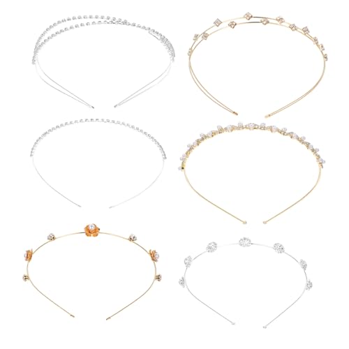 DECORNIJIA 6 Stück Teiliges Perlen haarreif Funkelnden Strasssteinen Modische Stirnbänder für Mädchen und Frauen Eleganter Haarschmuck für Hochzeit Party und Alltag Komfortabel und Sicher von DECORNIJIA