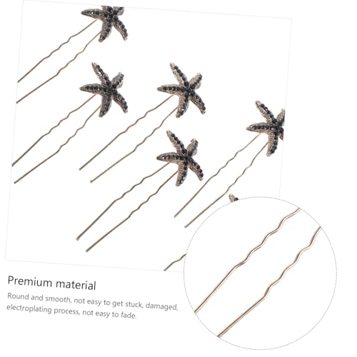 DECORNIJIA 6 Stück Teiliges Schwarze Strass Seestern Haarnadeln Modischer Haarschmuck für Frauen Elegante U förmige Haarspangen für Braut Party und Alltag Langlebiges Design Stilvolle von DECORNIJIA