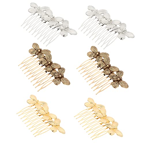 DECORNIJIA 6 Stück Teiliges Vintage Haarkamm mit Schmetterlingsdesign Metalllegierung in Gold Silber und Antikgold Eleganter Brautschmuck für Hochzeit Party und Festliche Anlässe Geeignet von DECORNIJIA