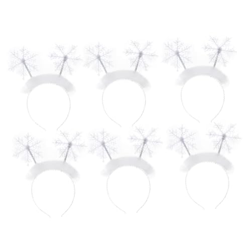 DECORNIJIA 6 Stück Weihnachts Haarreifen Schneeflocken Weiß Kopfband Festliche Xmas Party Accessoires für Erwachsene von DECORNIJIA