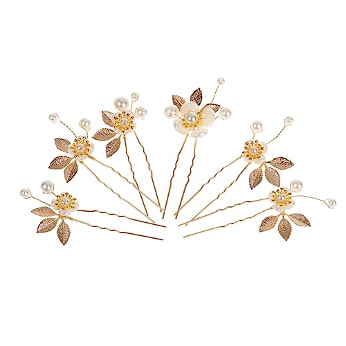 DECORNIJIA 6stücke Teiliges Braut Haaraccessoire Stilvolle U-förmige Haarnadeln Mit Blumenmotiven Hochzeits Haarschmuck Für Damen Und Mädchen von DECORNIJIA