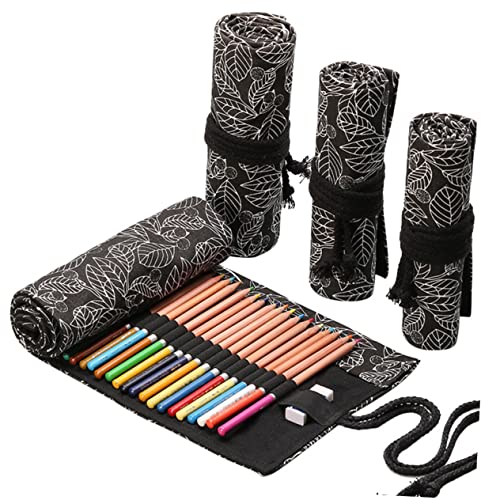 DECORNIJIA Praktische Slots Stiftetui Aus Canvas Großer Füllraum Für Reise Und Kunst Roll-up Organizer Für Buntstifte Und Zeichenutensilien Stilvolles Design Mit Blumenmuster von DECORNIJIA