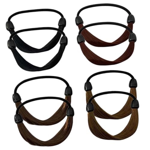 DECORNIJIA 8 Stück Teiliges Elastische Haargummis für Pferdeschwanz Hohe Dehnbarkeit Natürliche Farben Schwarz Hellbraun Dunkelbraun Passend für Damen und Mädchen Langlebig und Komfortabel von DECORNIJIA