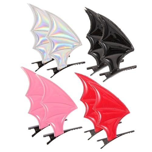 DECORNIJIA 8 Stück Teiliges Fledermausflügel Haarklammern Robuste Stoff Metall Mischung Vielseitige Gothic Cosplay Haarschmuck Halloween Kostüm Zubehör für Damen und Partys Farblich Gemischt von DECORNIJIA