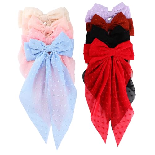 DECORNIJIA 8 Stück Teiliges Haarschleifen Große Schleifen für Mädchen und Frauen Stabile Haarklammern Vielseitig für Glattes und Lockiges Haar Modische Bunte Haarclips für Stilvolle Frisuren von DECORNIJIA