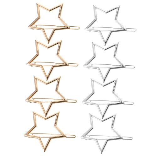 DECORNIJIA 8 Stück Teiliges Haarschmuck Stern Haarspangen aus Legierung Filigrane Hohl Gearbeitete Fünfzackige Haarklammern für Mädchen und Frauen Vielseitige Accessoires in Gold und Silber von DECORNIJIA
