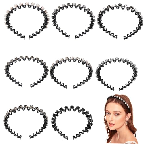 DECORNIJIA 8 Stück Teiliges Kunststoff Haarband für Damen Dekorative Wellenförmige Leichte Haarreifen Flexible Haarschmuck accessoires Geeignet für Alltag und Festliche Anlässe von DECORNIJIA