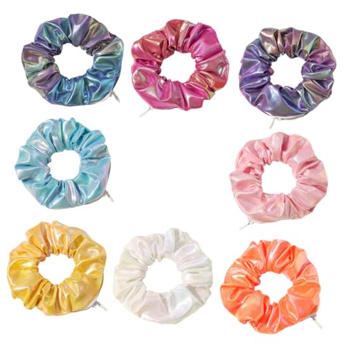 DECORNIJIA 8 Stück Teiliges PU Haarband mit Farbverlauf Weiche Komfortable Haargummis für Mädchen Stylische Zipper optik Vielseitig Einsetzbar für Alltag und Besondere Anlässe von DECORNIJIA