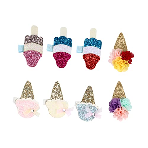 DECORNIJIA 8 Stück Teiliges Süße Eiscreme Haarnadeln für Mädchen Glitzernde Pailletten Haarspangen Kreativer Haarschmuck Langlebig und Sicher für Party und Festlichkeiten von DECORNIJIA