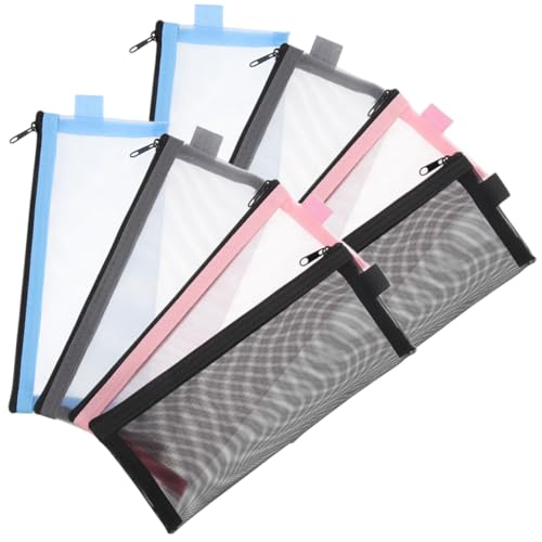 DECORNIJIA 8 Stück Teiliges Transparenter Mesh Federmäppchen mit Reißverschluss Multifunktionale Kratzfeste Stiftetasche für Büro Schule Große Kapazität zur Stifte und Zubehöraufbewahrung von DECORNIJIA