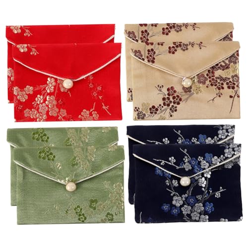 DECORNIJIA 8stücke Bestickte Brokattasche Für Damen Tragbare Schmucktasche Aus Seide Kleine Reise-schmuck-Organizer Für Ohrringe Halsketten Armbänder Und Ringe Aufbewahrungstasche Mit von DECORNIJIA