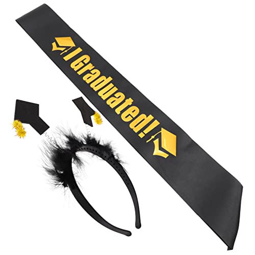 DECORNIJIA Abschlusshut-stirnband Und Schärpe Abschlusskappen-haarband Für Abschlussfeier Dekoration Für Graduation Party von DECORNIJIA