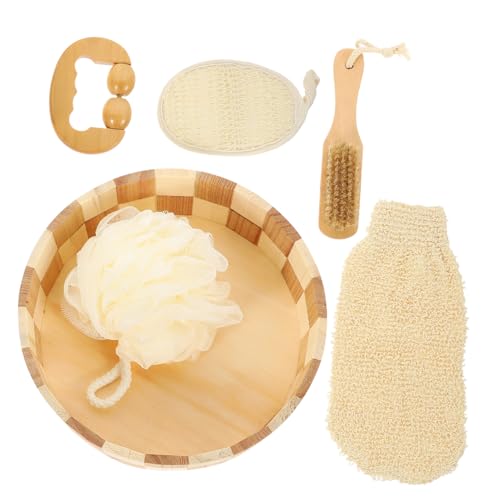 DECORNIJIA Badeset mit Peeling badetuch Fußfeile und Waschhandschuh Effektives Körperpeeling Sanfte Hautreinigung mit Praktischem Aufhänge design für Dusche und Spa anwendung von DECORNIJIA