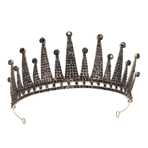 DECORNIJIA Barock Brautkrone aus Legierung mit Schwarzen Strasssteinen Luxuriöses Leichtes Diadem für Hochzeit Halloween Kostüm Party Geeignet für Braut Damen Mädchen von DECORNIJIA