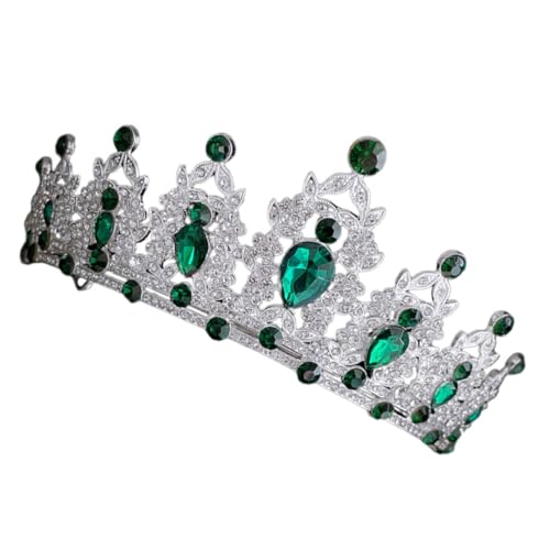 DECORNIJIA Barock Haarreif Silber Grün Braut Tiara für Hochzeit Prom Quinceanera Diadem Damen Krone mit Strahlendem Festliches Kopfschmuck Accessoire für Besondere Anlässe von DECORNIJIA