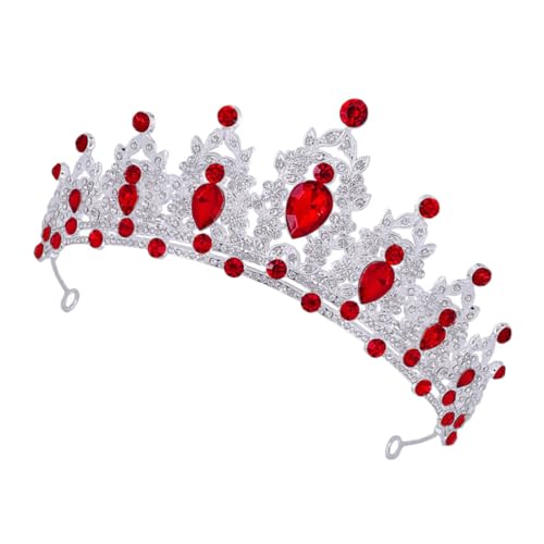 DECORNIJIA Barocke Brautkrone mit Funkelnden Kristallen Rote Tiara für Hochzeit Geburtstag Abschlussball und Festliche Anlässe Eleganter Haarschmuck für Damen Königlicher Look von DECORNIJIA