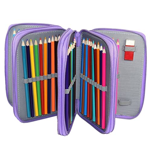 DECORNIJIA Bleistifttasche Mit Fächern Stiftemäppchen Aus Nylon Stiftehalter-Organizer Mit Reißverschluss Für Schule Kunst Und Reisen Inklusive Fach Für Radiergummi Und Anspitzer von DECORNIJIA