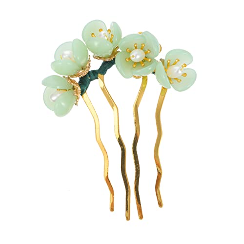 DECORNIJIA Blumen Haarnadeln Mit Natürlicher Jade Für Hochsteckfrisuren Und Traditionelle Frisuren Dekorative Haarnadel Für Damen von DECORNIJIA