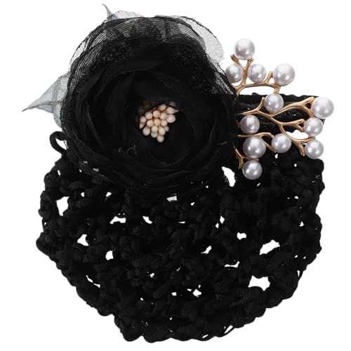 DECORNIJIA Blumen Haarnetz Dutt Haarknotenclip Haarbedeckung für Damen Eleganter Haarschmuck mit Schwarzem Grobmaschigem Netz Praktisch für Arbeit und Alltag Passend zu Verschiedenen Outfits von DECORNIJIA