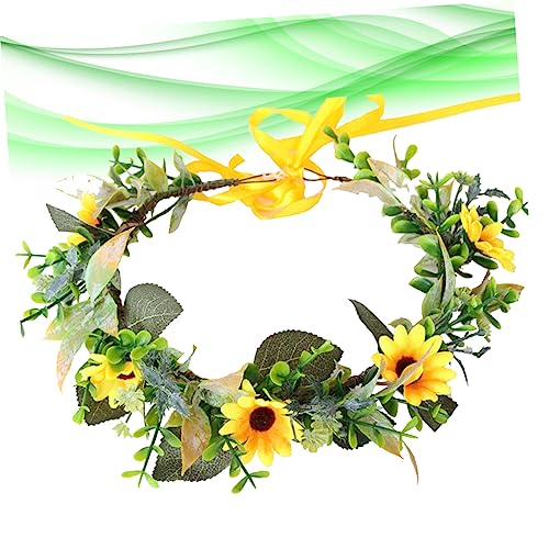 DECORNIJIA Blumenkranz Haarschmuck Sonnenblume Leichter Kopfschmuck für Braut Party Fotografie Accessoire Damen und Mädchen Strandurlaub Frisur von DECORNIJIA