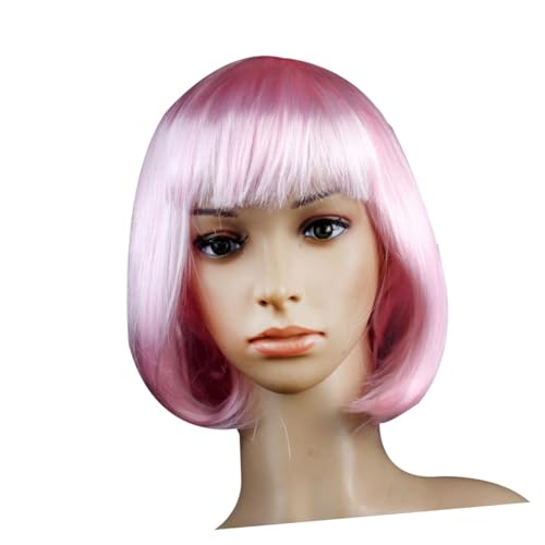 DECORNIJIA Bob Perücke für Frauen und Kurze Gerade Cosplay Perücke mit Fransen Modisch Natürlich Wirkend Geeignet für Fasching Halloween Partys und Feiern von DECORNIJIA