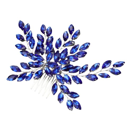 DECORNIJIA Braut Haarkamm Strass Schmuck Kopfschmuck Hochzeits accessoire Damen Haarschmuck für Besondere Anlässe Wie Hochzeit Party Verlobung Eleganter Blauer Haarkamm von DECORNIJIA