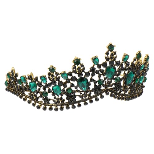 DECORNIJIA Braut Tiara Krone mit Barock Strasssteinen Vintage Hochzeitskrone in Antikem Gold Schwarz Grün Zeitloser Kopfschmuck für Damen für Hochzeit Fest und Party von DECORNIJIA