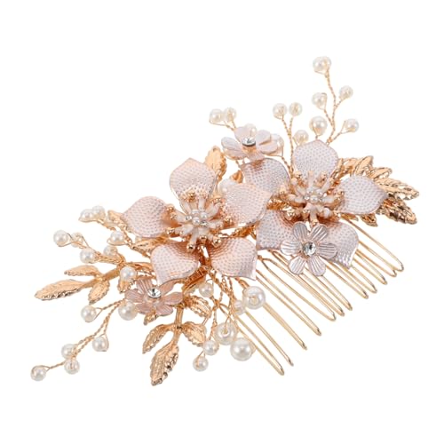 DECORNIJIA Braut- -haarkamm Breite Haarnadeln Hochzeits Kopfbedeckung Für Braut Kristallhaarkamm Haarspangen Mit Strass Haarspangen Für Mädchen Strass Haarkamm Golden Legierung von DECORNIJIA