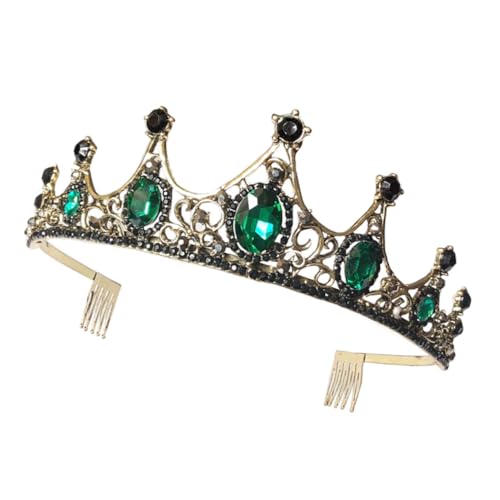 DECORNIJIA Brautkrone mit Grün Goldenem Strass Modisches Haarschmuck Accessoire für Hochzeit Party und Fotografie Einzigartiges Design Glänzende Tiara für Frauen von DECORNIJIA