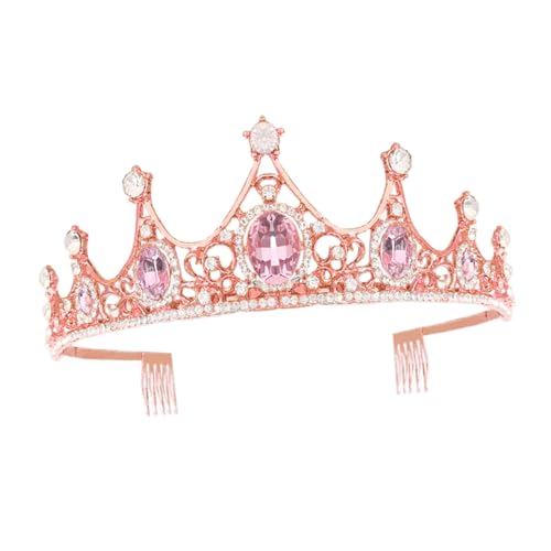 DECORNIJIA Brautkrone mit Strass und Haarkamm Modischer Haarschmuck in Roségold und Hochzeit Tiara für Damen Festliches Accessoire für Besondere Anlässe und Fotoshootings von DECORNIJIA