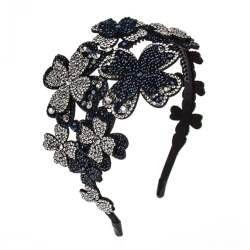 DECORNIJIA Breites Damen Haarband mit Strasssteinen Elastisches Retro Flapper Headpiece Rutschfester Kopfschmuck für Partys und Alltag Eleganter Haarschmuck mit von DECORNIJIA