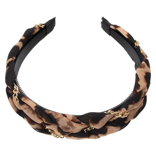 DECORNIJIA Breites Damen Stirnband Leopardmuster Verstellbares Haarschmuck Accessoire Rutschfester Waschgesicht Stil Geeignet für Alltag und Party Modisches Haarband für Frauen von DECORNIJIA