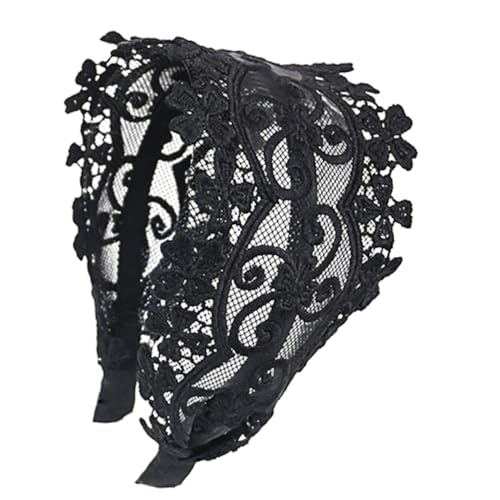 DECORNIJIA Breites Spitzen Stirnband Damen Vintage Haarschmuck Elegant Haarreif für Hochzeit Party Alltag Leicht und Strapazierfähig Schwarz von DECORNIJIA