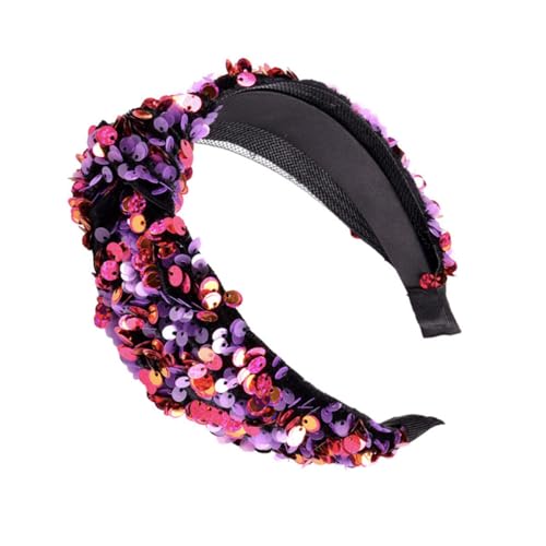 DECORNIJIA Damen Haarreifen mit Doppellagigem Geknotetem Design aus Netzstoff und Samt Pailletten Stirnband Modisches Haarschmuck für Alltag Party und Festliche Anlässe von DECORNIJIA
